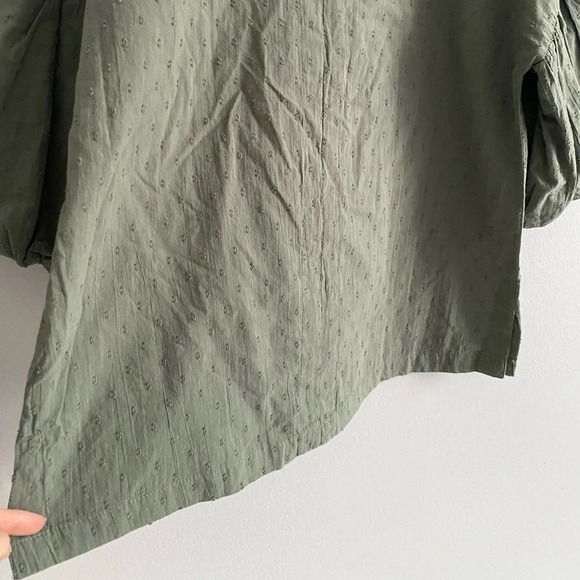 LOFT Anne Taylor 100% Cotton Oversized Sage Green Balloon Sleeve Blouse Size S - Picture 7 of 16